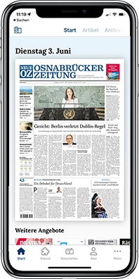 NOZ premium-App, Ansicht 1